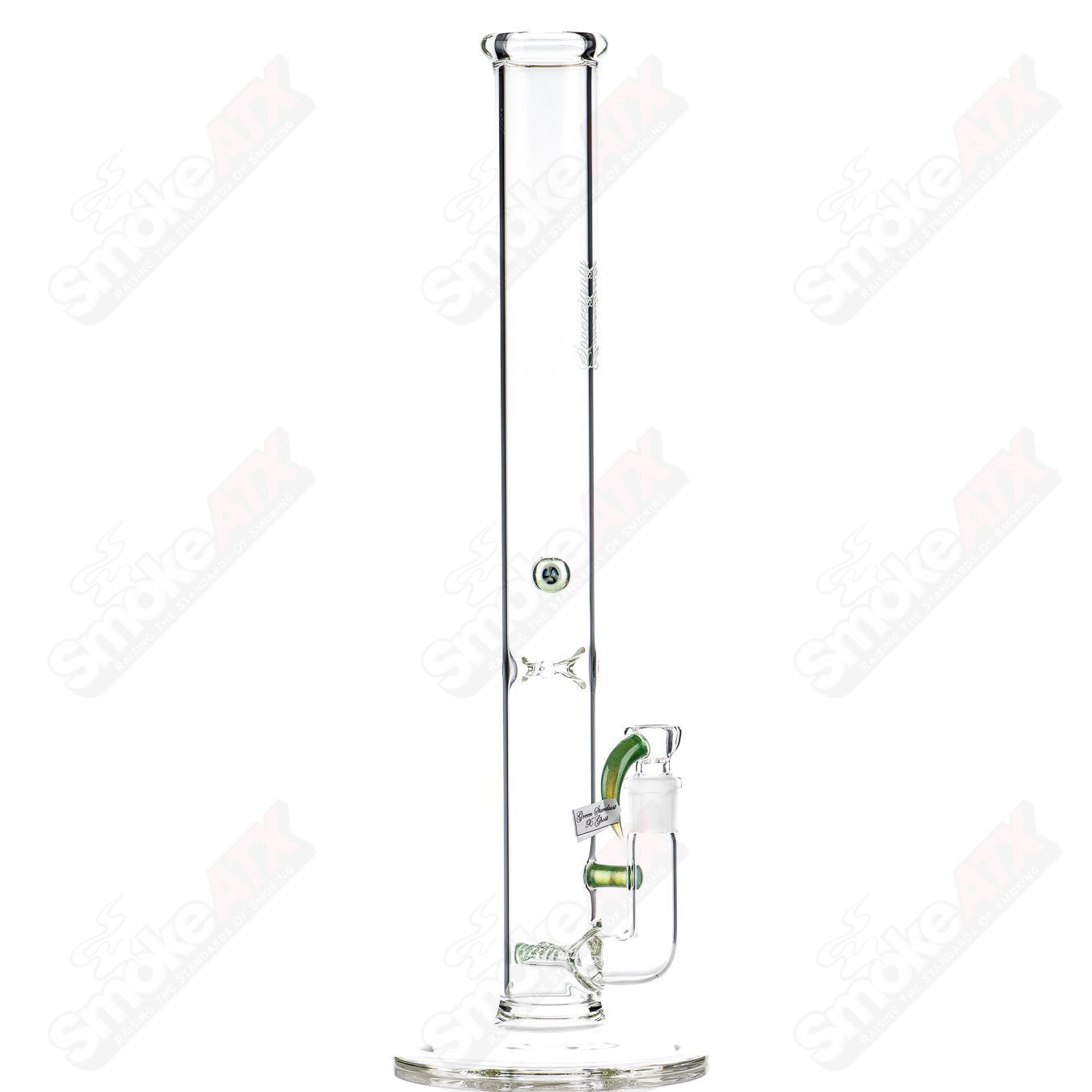 Sovereignty Glass 50x5 G-Line Minor Accent straight glass tube with Millie Sovereignty design, clear with colorful accents.