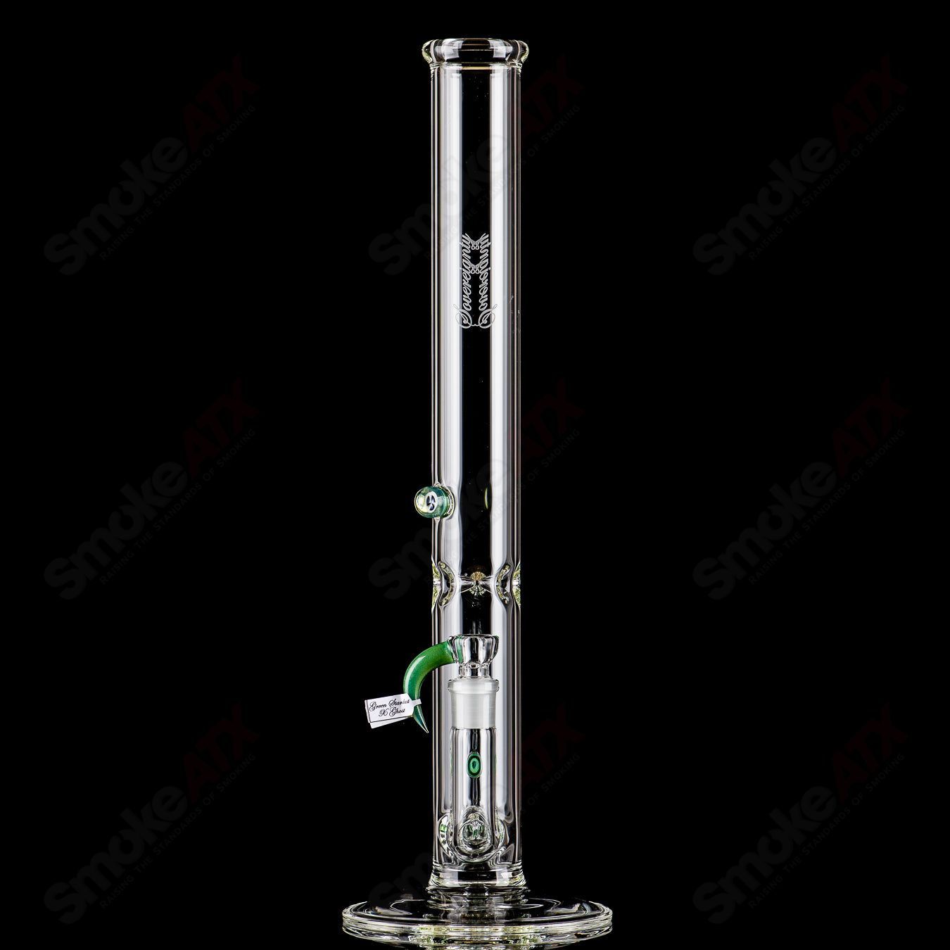 Sovereignty Glass 50x5 G-Line Minor Accent straight glass tube with Millie Sovereignty design, clear with colorful accents.