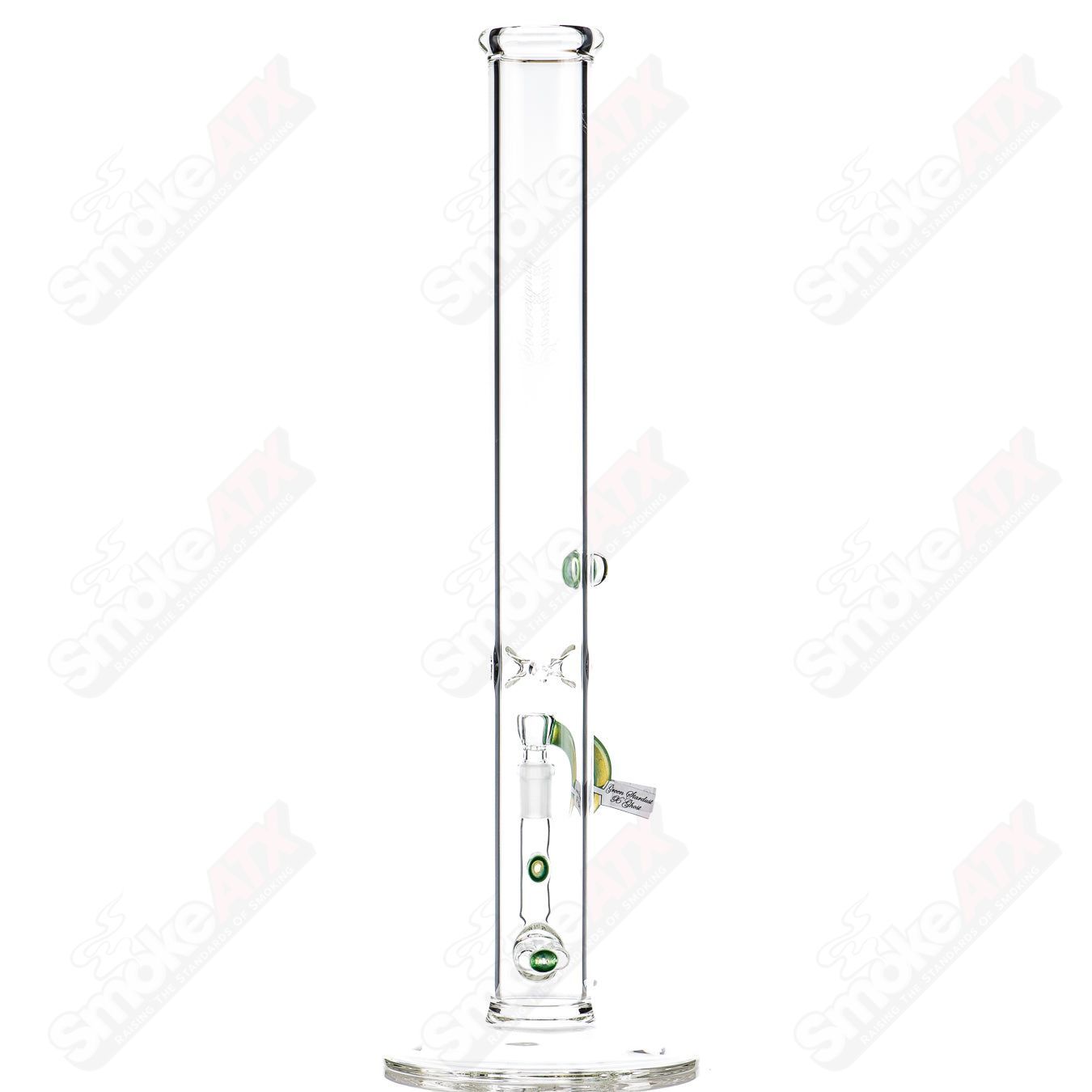 Sovereignty Glass 50x5 G-Line Minor Accent straight glass tube with Millie Sovereignty design, clear and vibrant, for smoking or display.