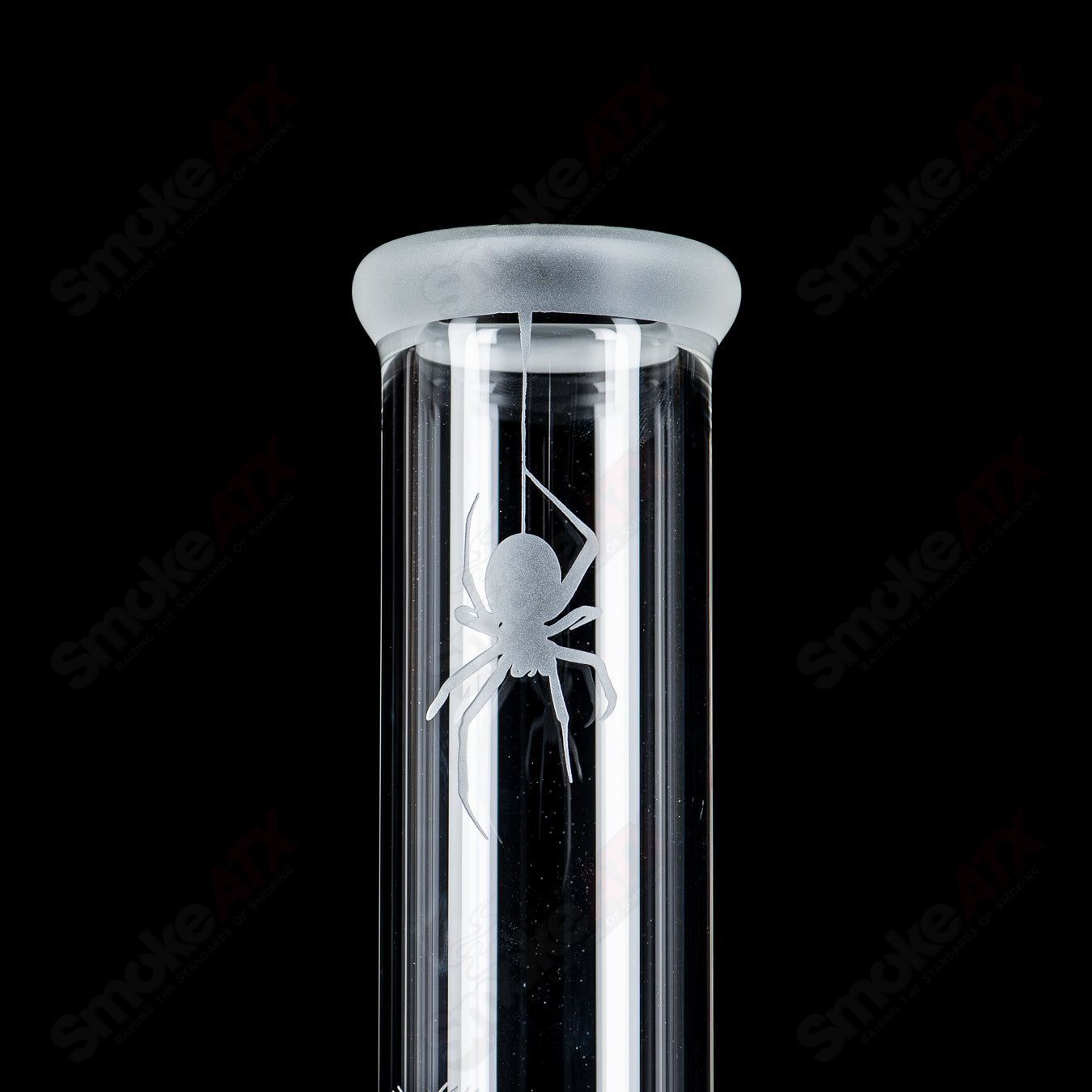 Clear 50x5 grid cap glass straight tube with Millie and Halloween pattern by Sovereignty Glass, featuring detailed decorative designs.