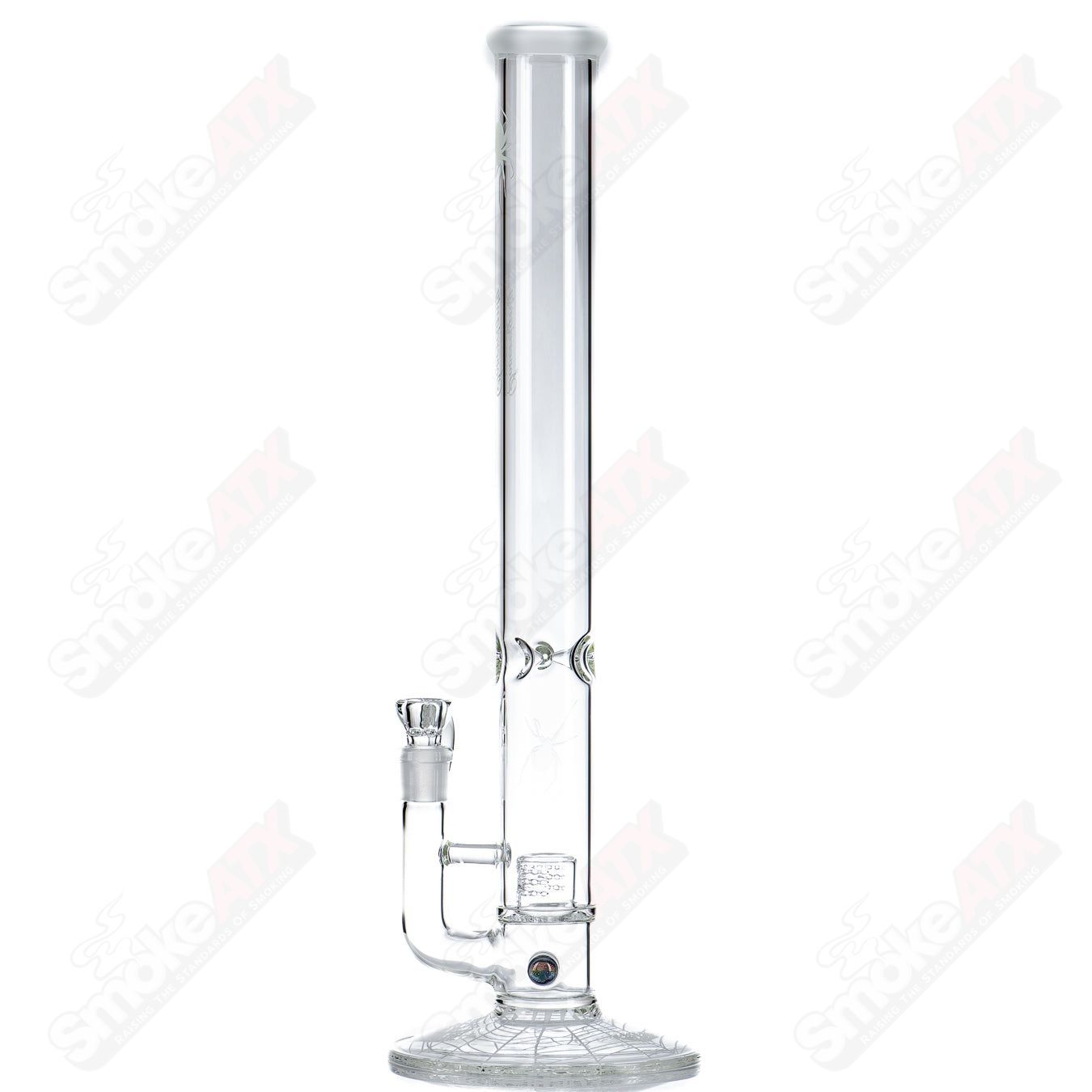 Clear 50x5 grid cap glass straight tube with millie and Halloween pattern by Sovereignty Glass.