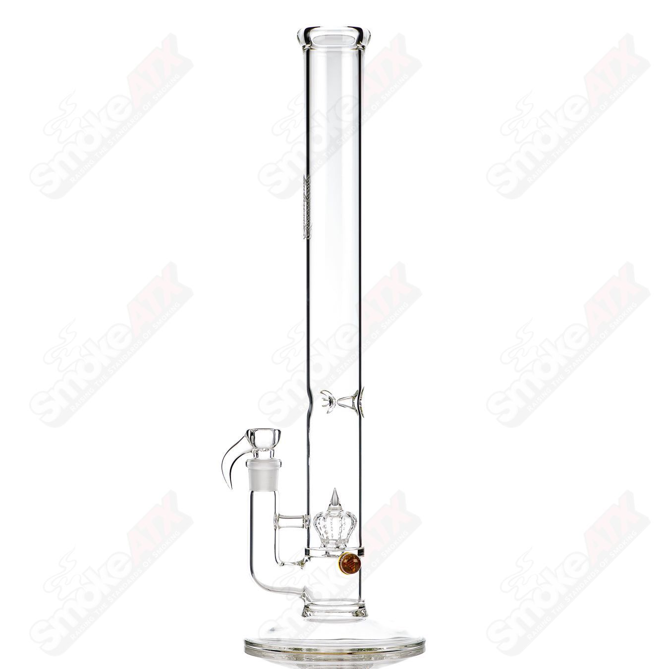 Clear 50x5 Imperial glass straight tube with Milli Sovereignty branding, featuring a sleek, transparent design for smoking or display.