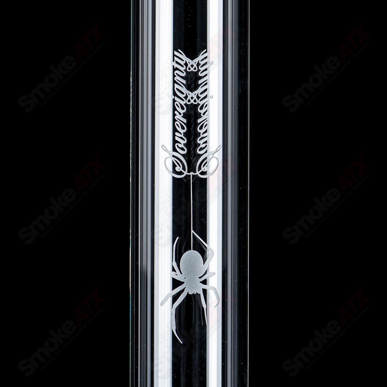 Sovereignty Glass 50x5 Inv4 clear straight tube with Halloween pattern, showcasing intricate designs on transparent glass.