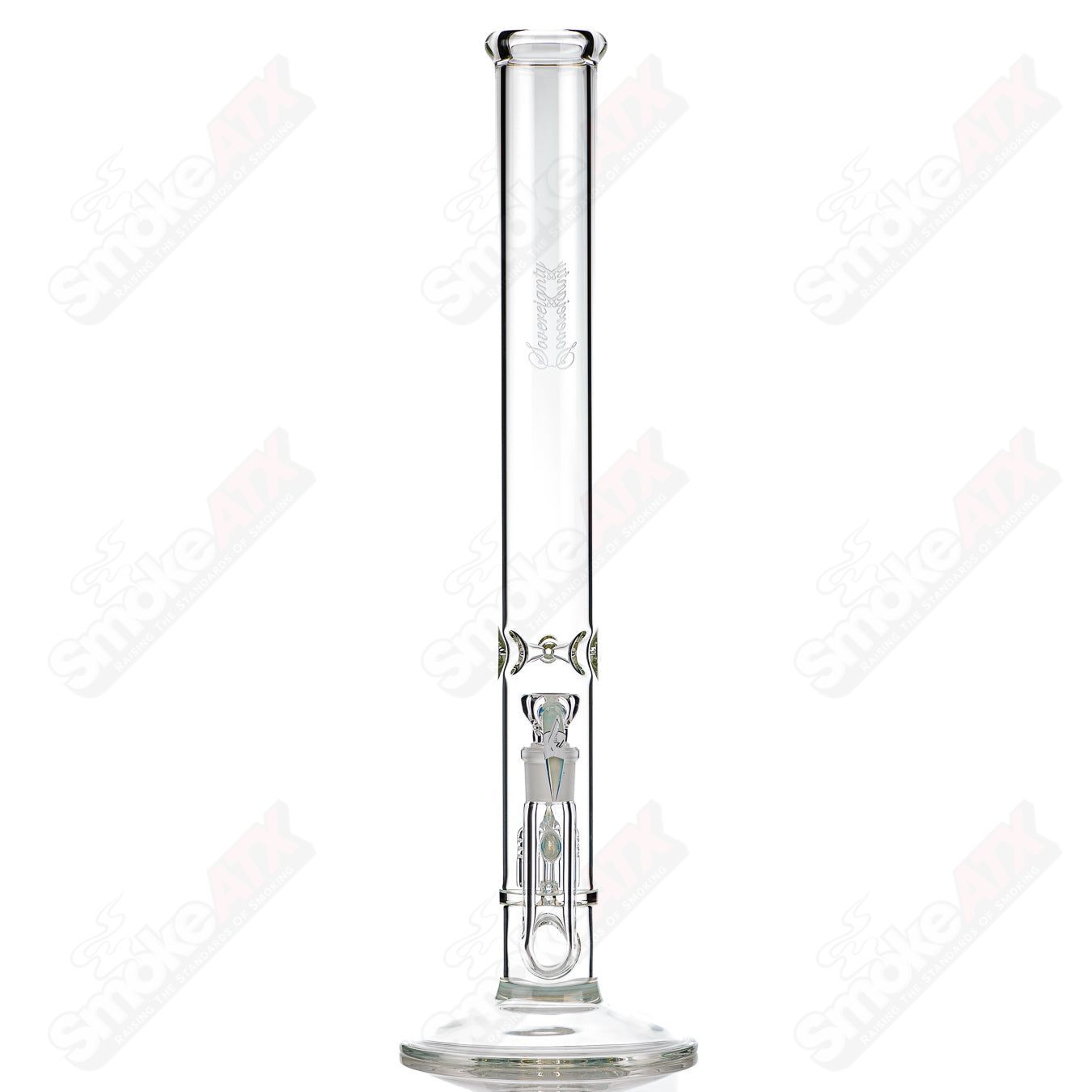 Sovereignty Glass 50x5 Inv4 Partial Accent Straight Tube in clear glass with colorful accents, designed for glass art and decoration.