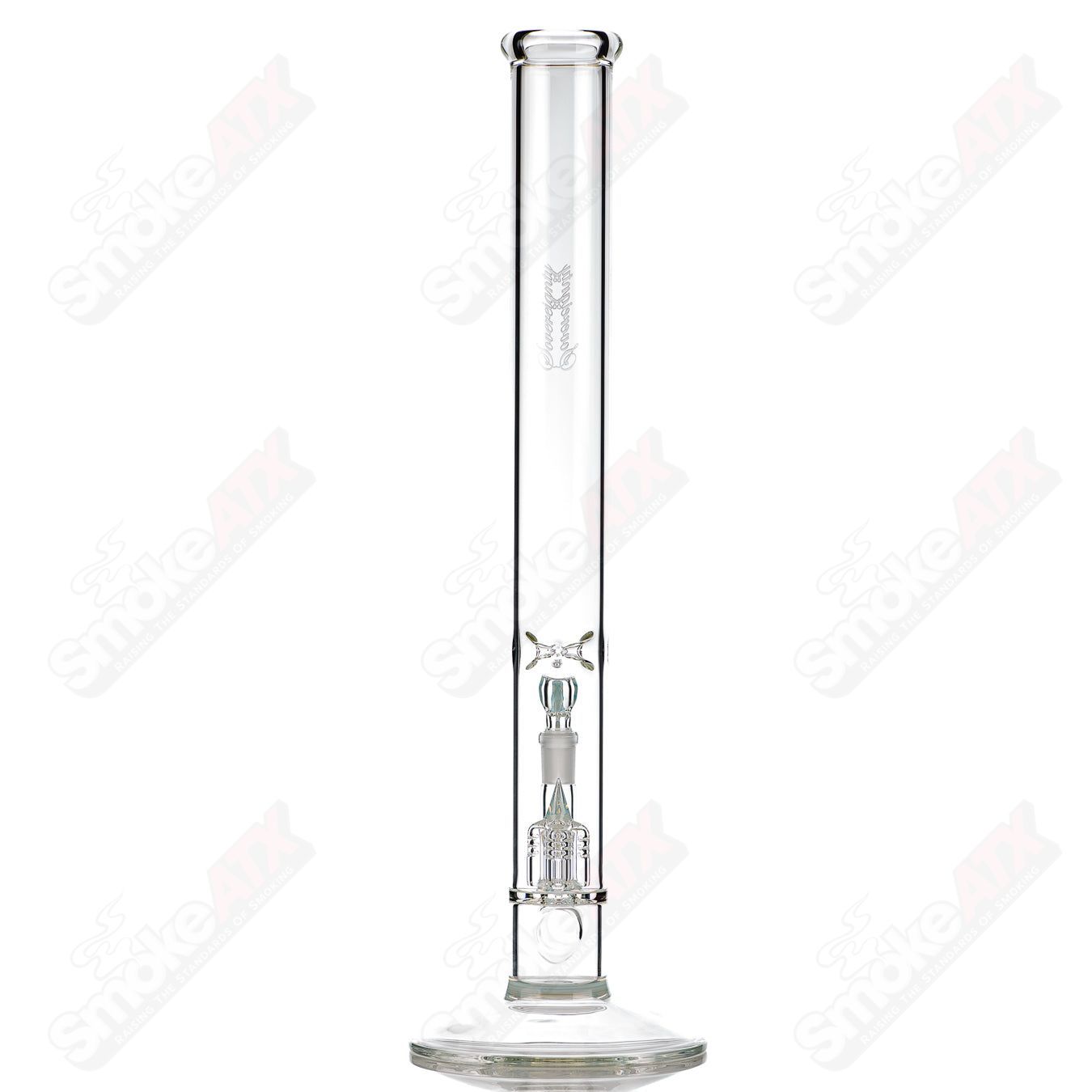 Sovereignty Glass 50x5 Inv4 Partial Accent Glopal straight tube in clear glass with subtle decorative accents