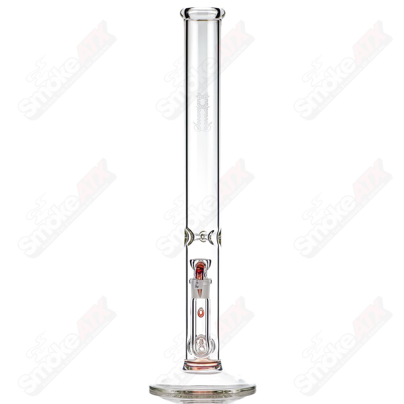 Sovereignty Glass 50x5 Mini 3-Part Partial Accent Fruit Basket straight glass tube with colorful fruit design.
