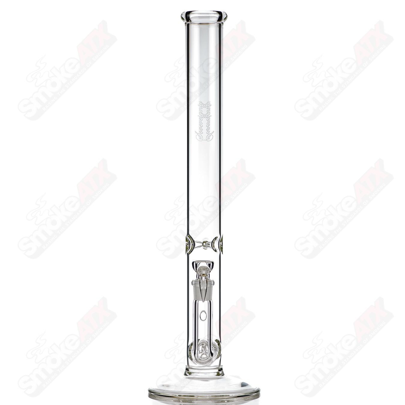 Sovereignty Glass 50x5 mini threeline straight glass tube for smoking, clear design with minimalistic lines, compact and durable.