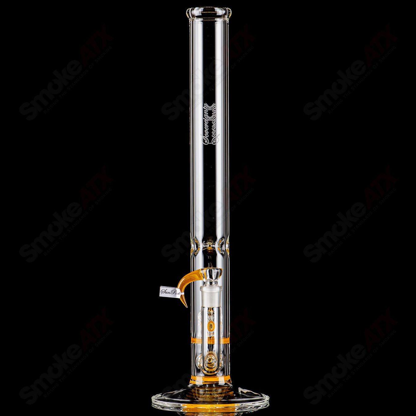 Sovereignty Glass 50x5 Stemline Inv4 partial accent straight tube with seal accent, clear glass design, detailed craftsmanship