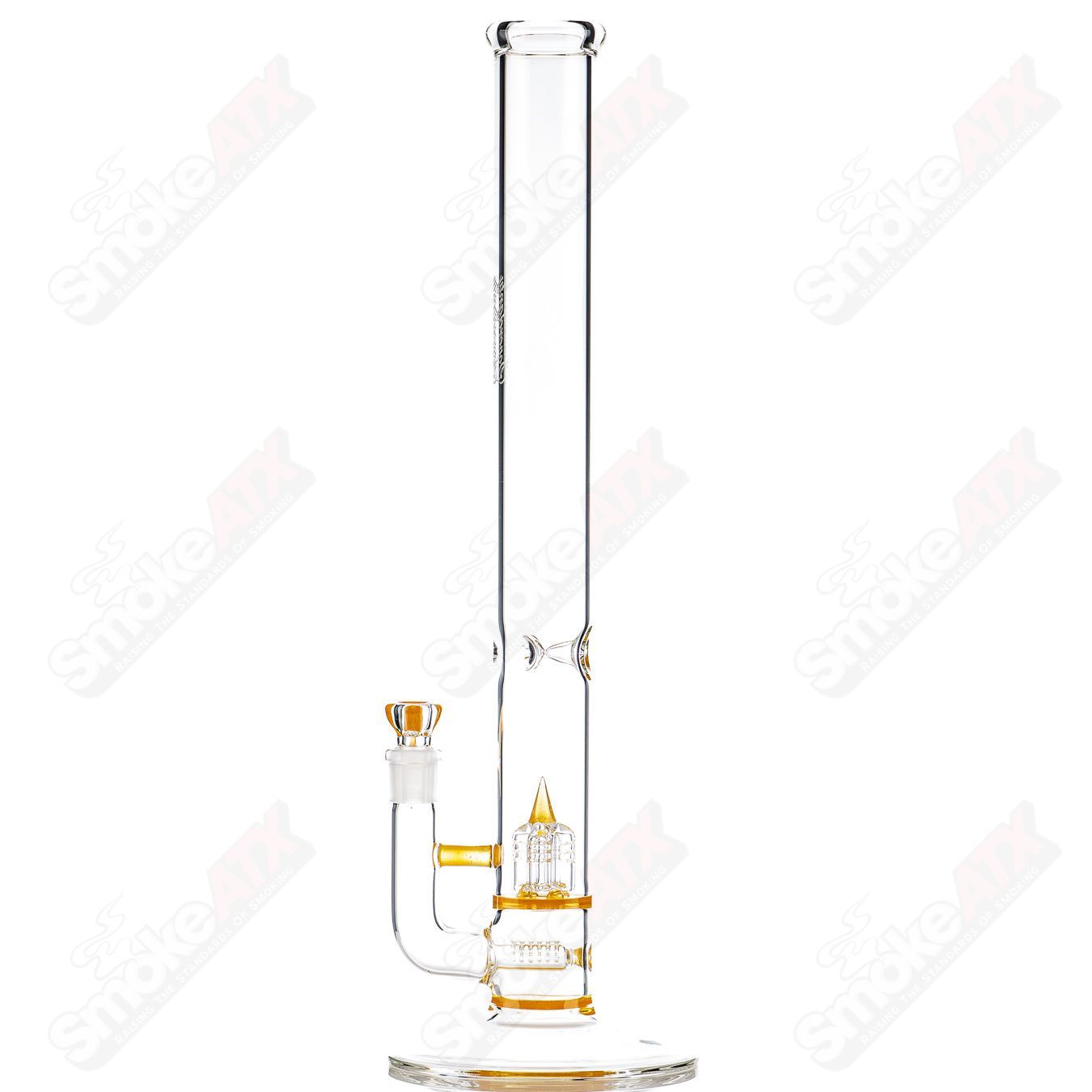 Sovereignty Glass 50x5 Stemline Inv4 partial accent straight tube with seal and accent design, clear glass bong or pipe.