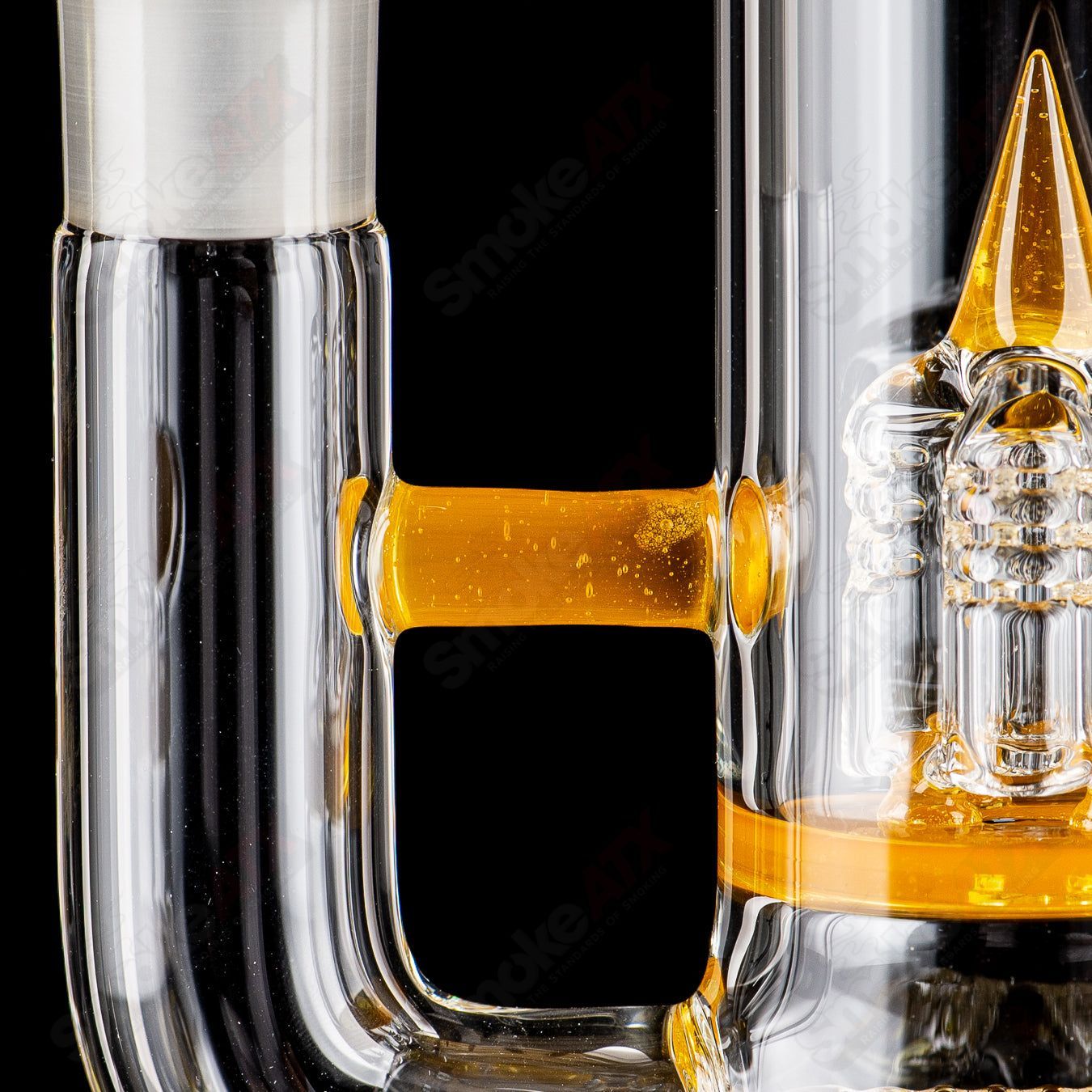 Sovereignty Glass 50x5 Stemline To Inv4 partial accent straight tube with seal accent, clear glass art piece.
