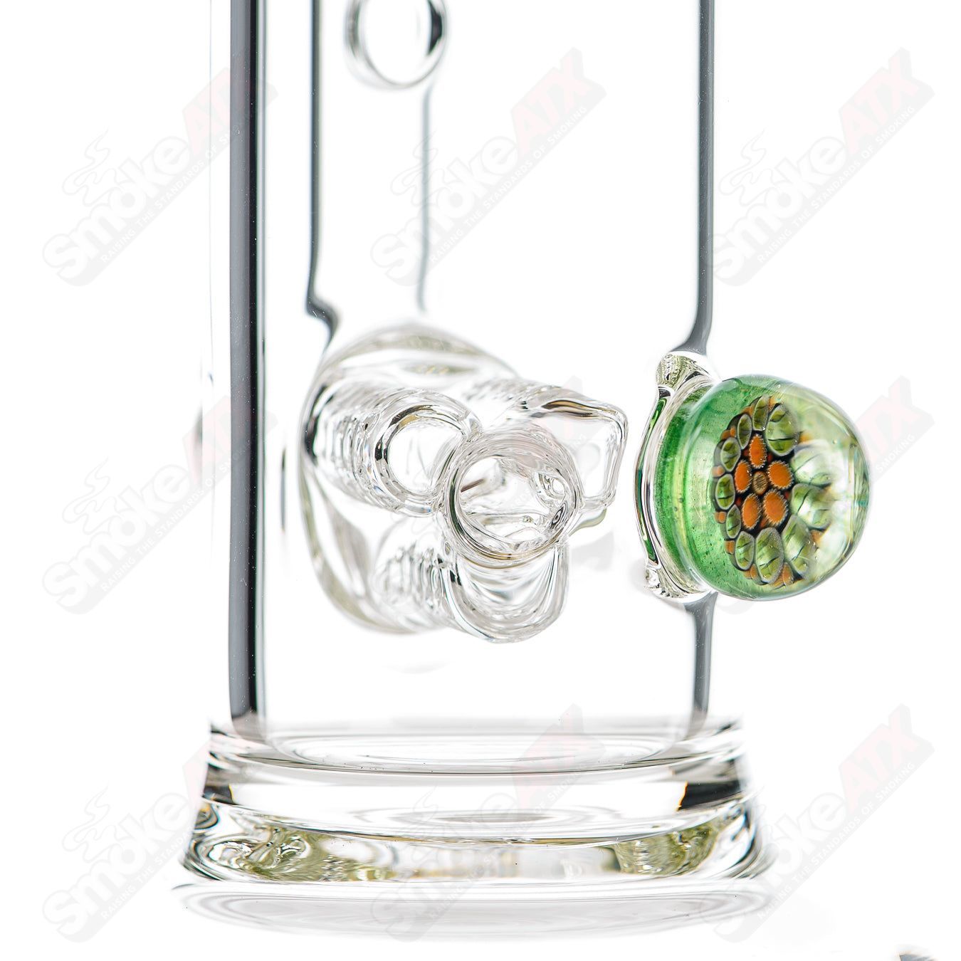 Clear Sovereignty Glass 50x5 Threeline straight tube with Milli Sovereignty design, showcasing transparent glass with three-line pattern.