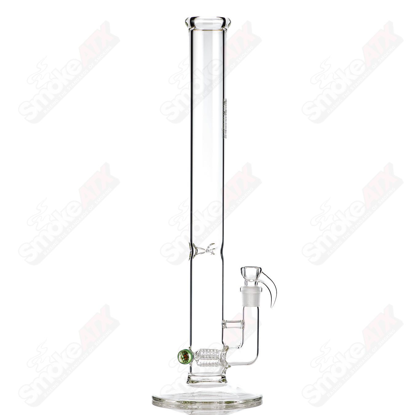 Clear 50x5 threeline glass straight tube by Sovereignty Glass with milli markings for precise use.