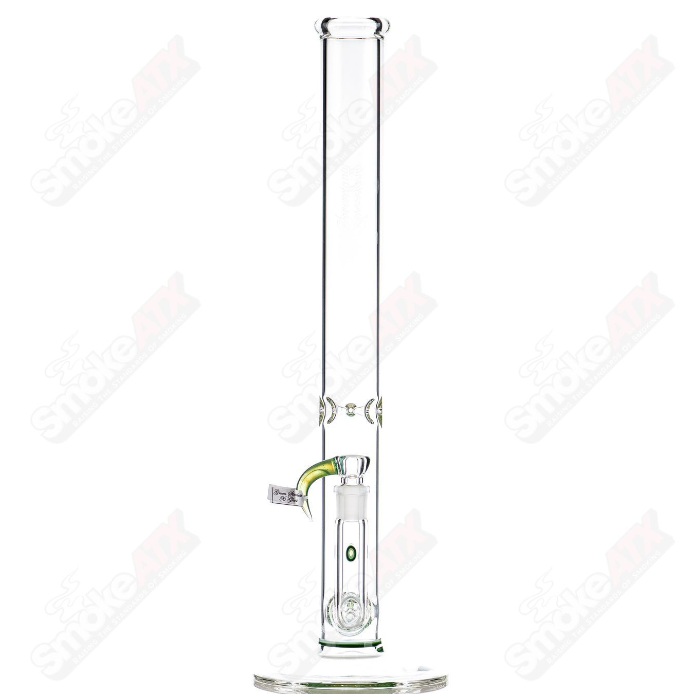 Sovereignty Glass 50x5 Threeline Partial Accent straight tube, clear glass with colorful line accents, designed for smoking pipes.