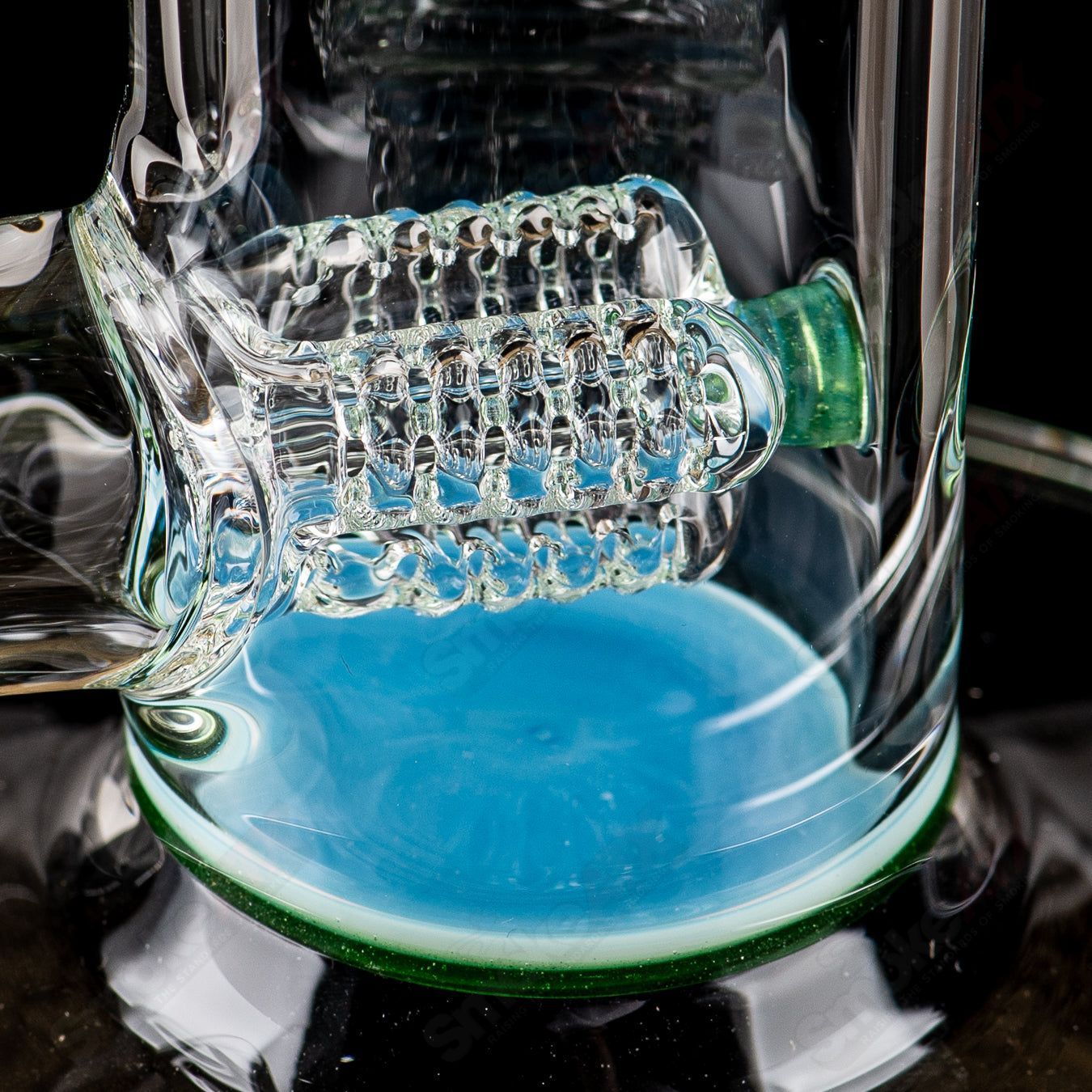 Sovereignty Glass 50x5 Threeline Partial Accent straight glass tube with colorful line design on clear glass.