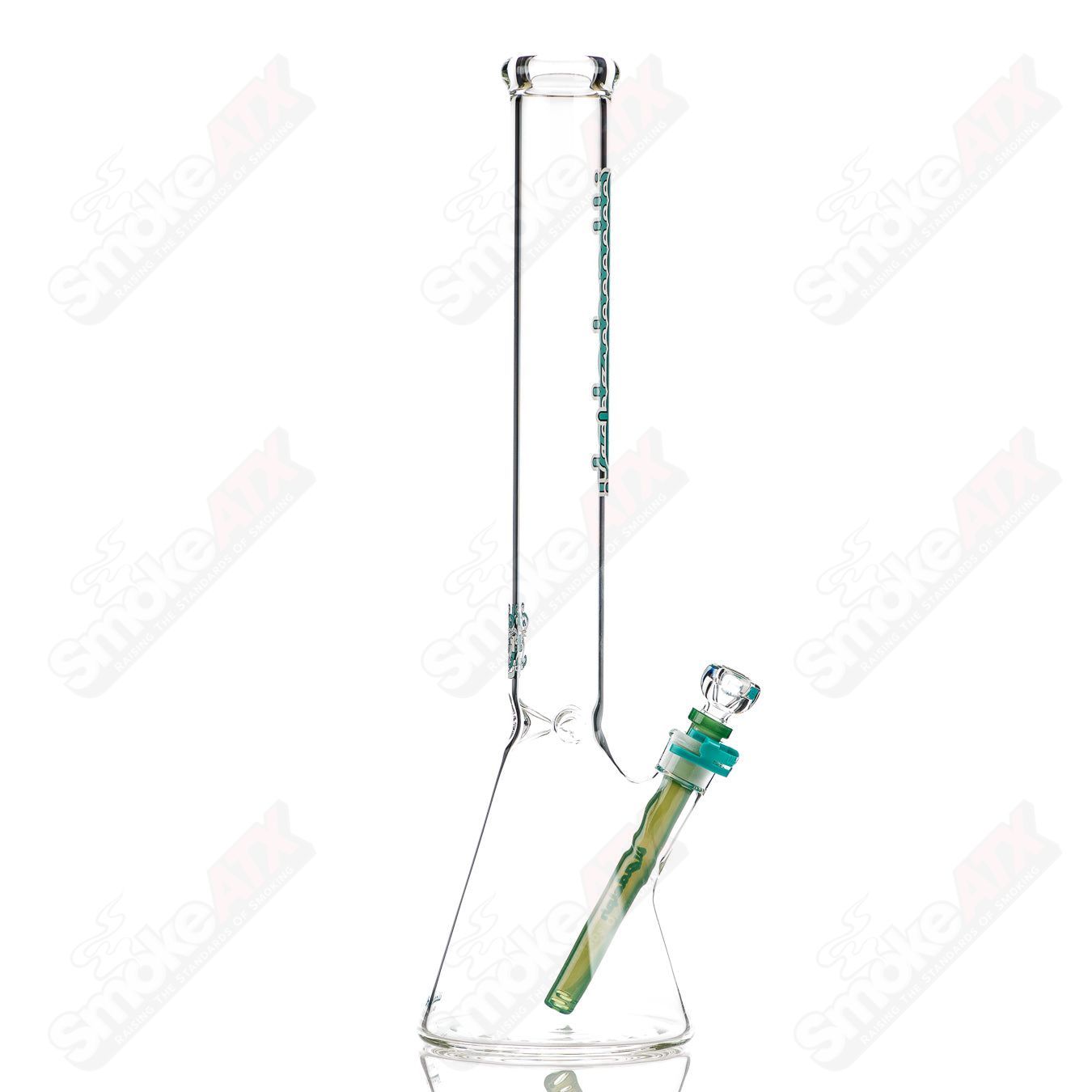 Medium teal 5mm glass beaker by Illadelph, featuring a clear design and sturdy construction for smoking or display.