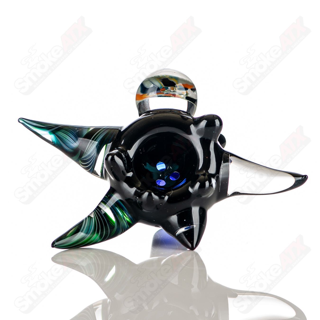 JMass 14mm full-color worked horn Milli bowl for heady glass pipes, featuring vibrant horn design and intricate craftsmanship.