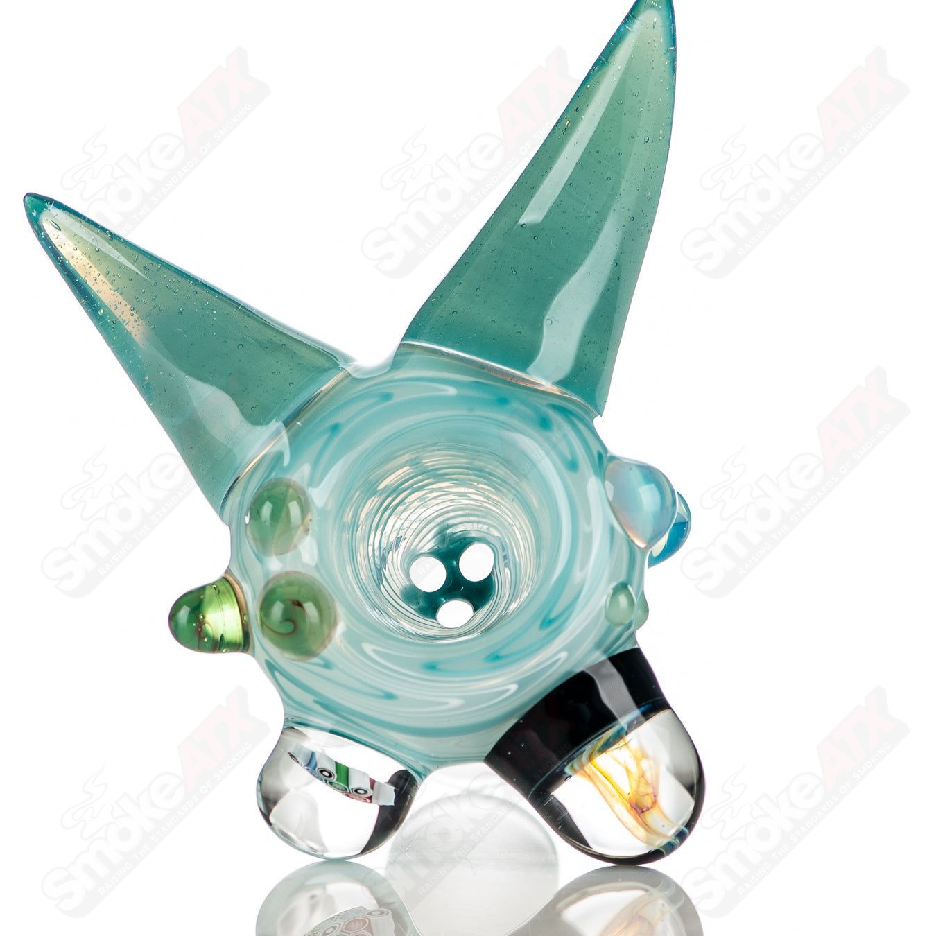 JMass 19mm full color worked horn Milli bowl for heady glass pipes, featuring vibrant horn design and intricate craftsmanship.