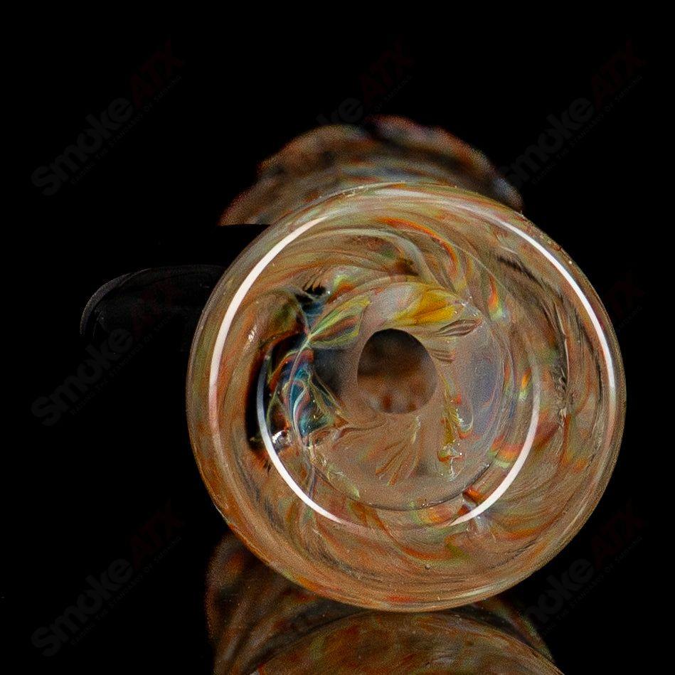 JMK Glass Inside Out Chillum, clear glass smoking pipe with intricate design, compact and durable for portable use.