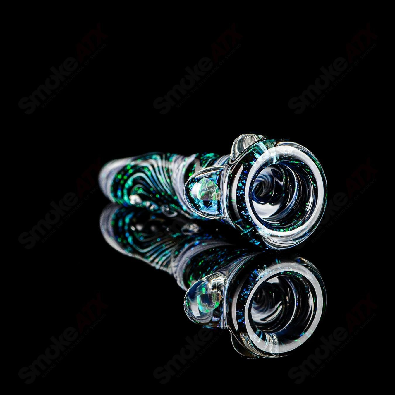 Glass Chillum named #6 Opal Hitter by Rotational Science, featuring a colorful opal design and smooth glass construction.