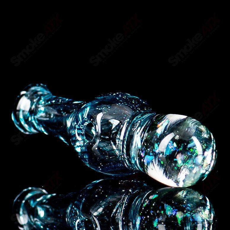 Colorful UV Puffco Joystick Indo vaporizer top by Geoff Made Glass, featuring vibrant heady glass design and intricate details.