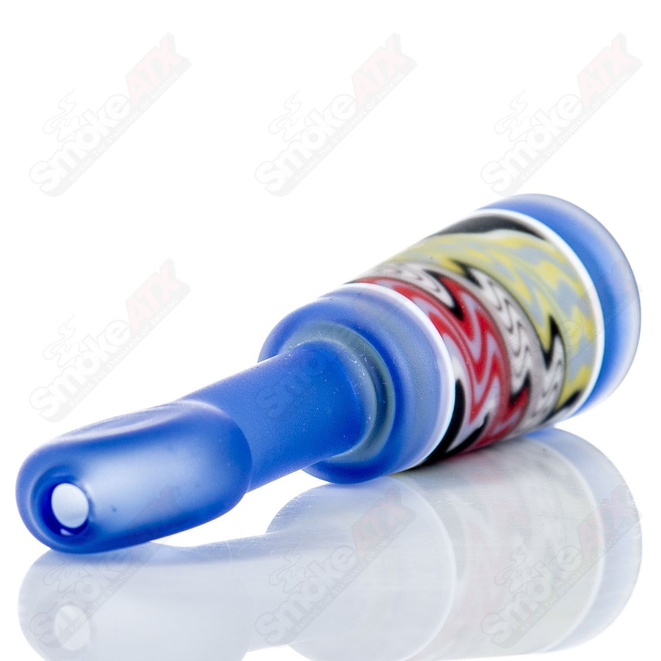 Kirkland Glassworks Wig Wag Chillum, handcrafted heady glass pipe with colorful wig wag design for dry herbs.