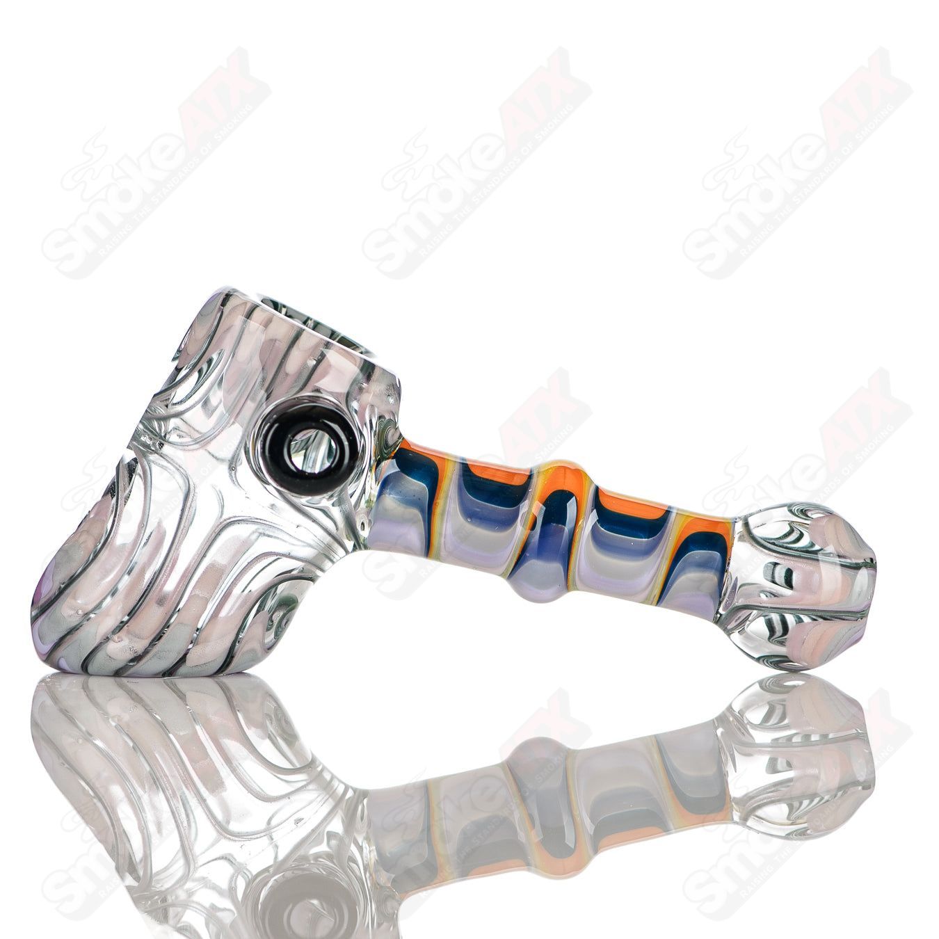 Katy Wright Glass Wig Wag Hammer Dry Pipe featuring colorful wig wag glass design and intricate hand pipe craftsmanship.