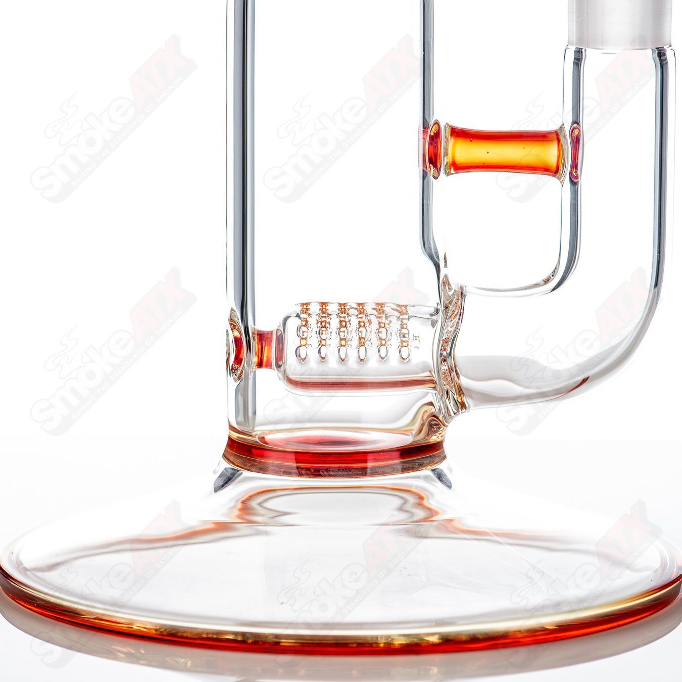 Sovereignty Glass 60mm Grid Dome Stemline straight tube with full-color accents, reduction band, and seal in a heady glass design.