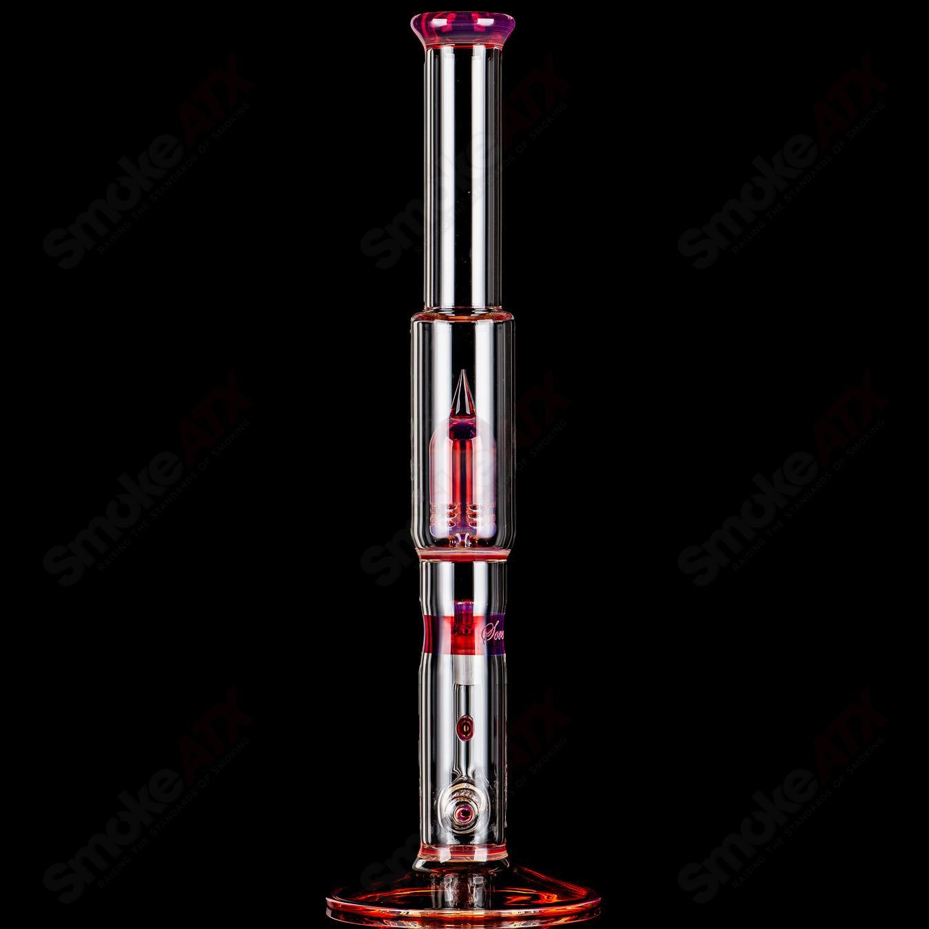 Sovereignty Glass Stemline straight tube with 60mm grid dome, full color accents, reduction band, and seal design.
