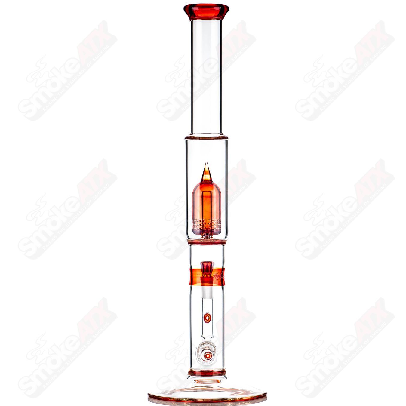 Sovereignty Glass 60mm Grid Dome Stemline straight tube with full-color reduction band and seal, featuring a clear glass design.
