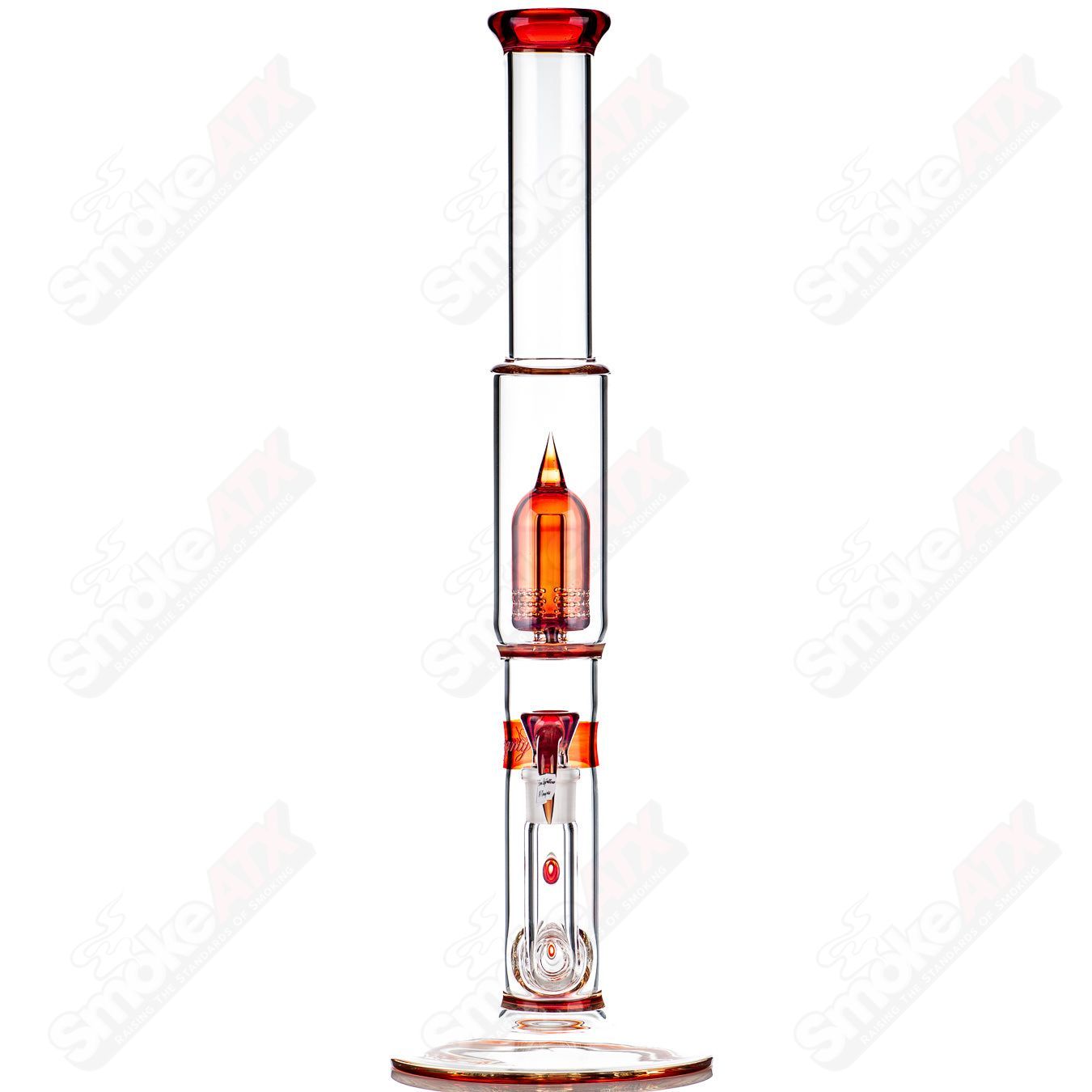 Sovereignty Glass straight tube with 60mm grid dome, stemline design, full accent colors, reduction band, and seal detail.