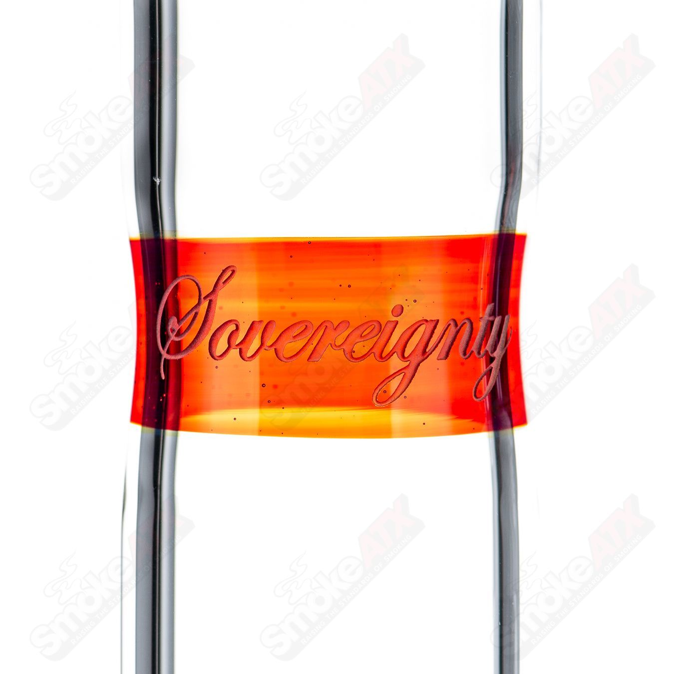 Sovereignty Glass Stemline straight tube with 60mm grid dome, colorful accents, reduction band, and seal for premium heady glass experience.