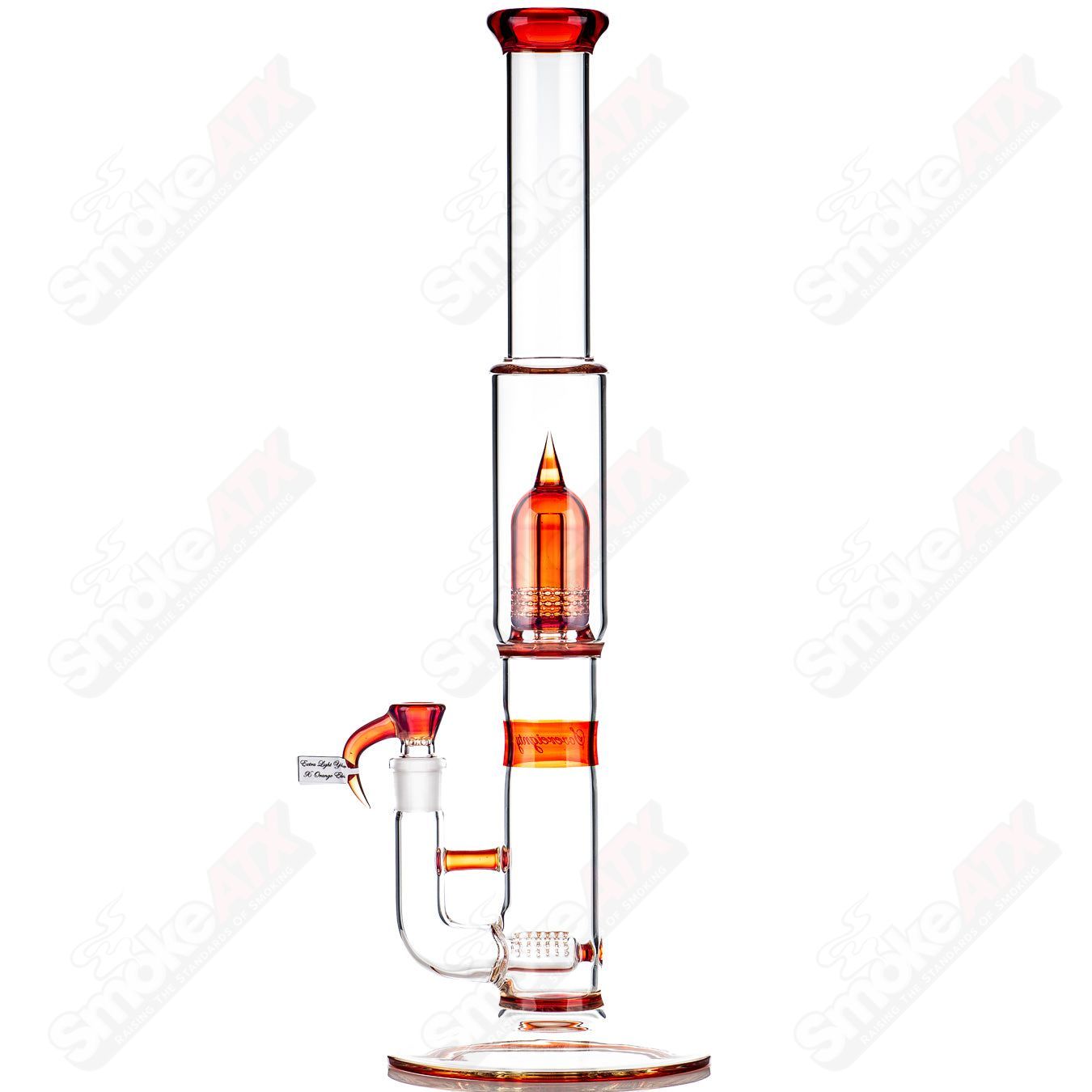 Sovereignty Glass 60mm Grid Dome Stemline straight tube with full accent colors, reduction band, and seal in a heady glass design.