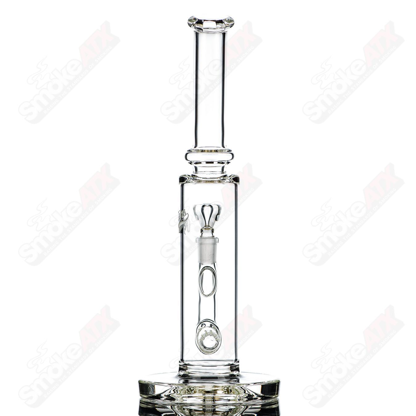60mm UV Horizonline Straight Tube by Rawlins Glass, clear heady glass with vibrant UV-reactive features and straight tube design.