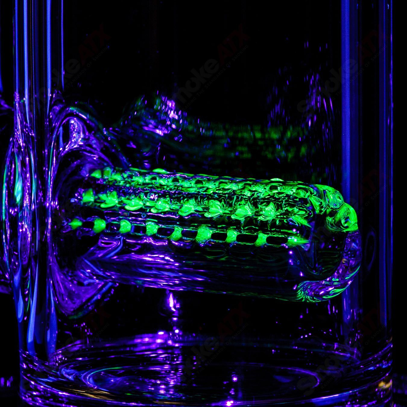 60mm UV Horizonline Straight Glass Tube by Rawlin's Glass, heady glass piece with vibrant UV-reactive features.