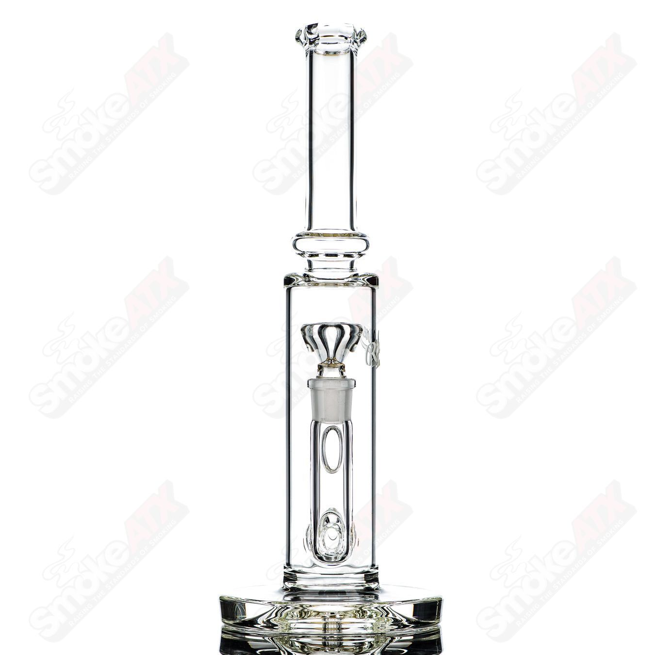 60mm UV Horizonline Straight Tube by Rawlin's Glass, clear heady glass tube with colorful UV-reactive design and straight shape.