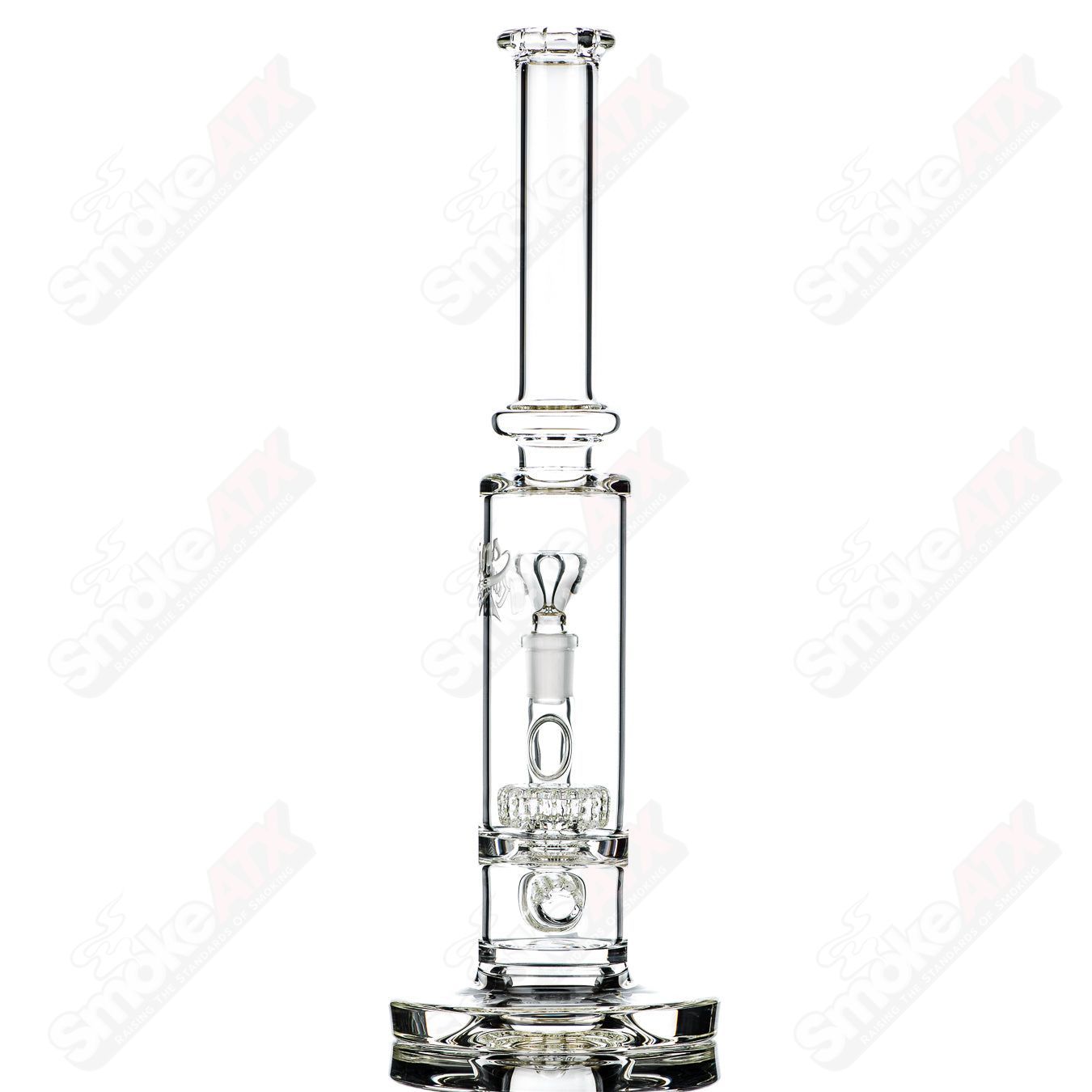 60mm Rawlins Glass UV Horizonline/Helix Perc Tube, straight heady glass water pipe with colorful UV design and percolator for smooth hits.