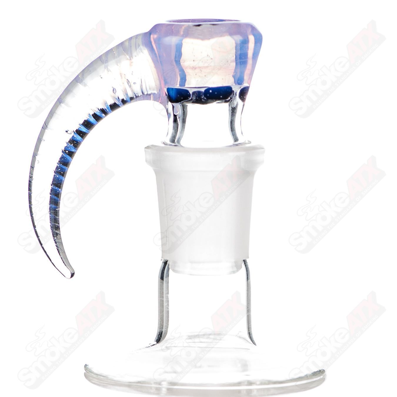Colorful 18mm Worked 4-Hole Slide by Texas Tubes, designed for Heady Glass bowls, featuring vibrant patterns and durable construction.