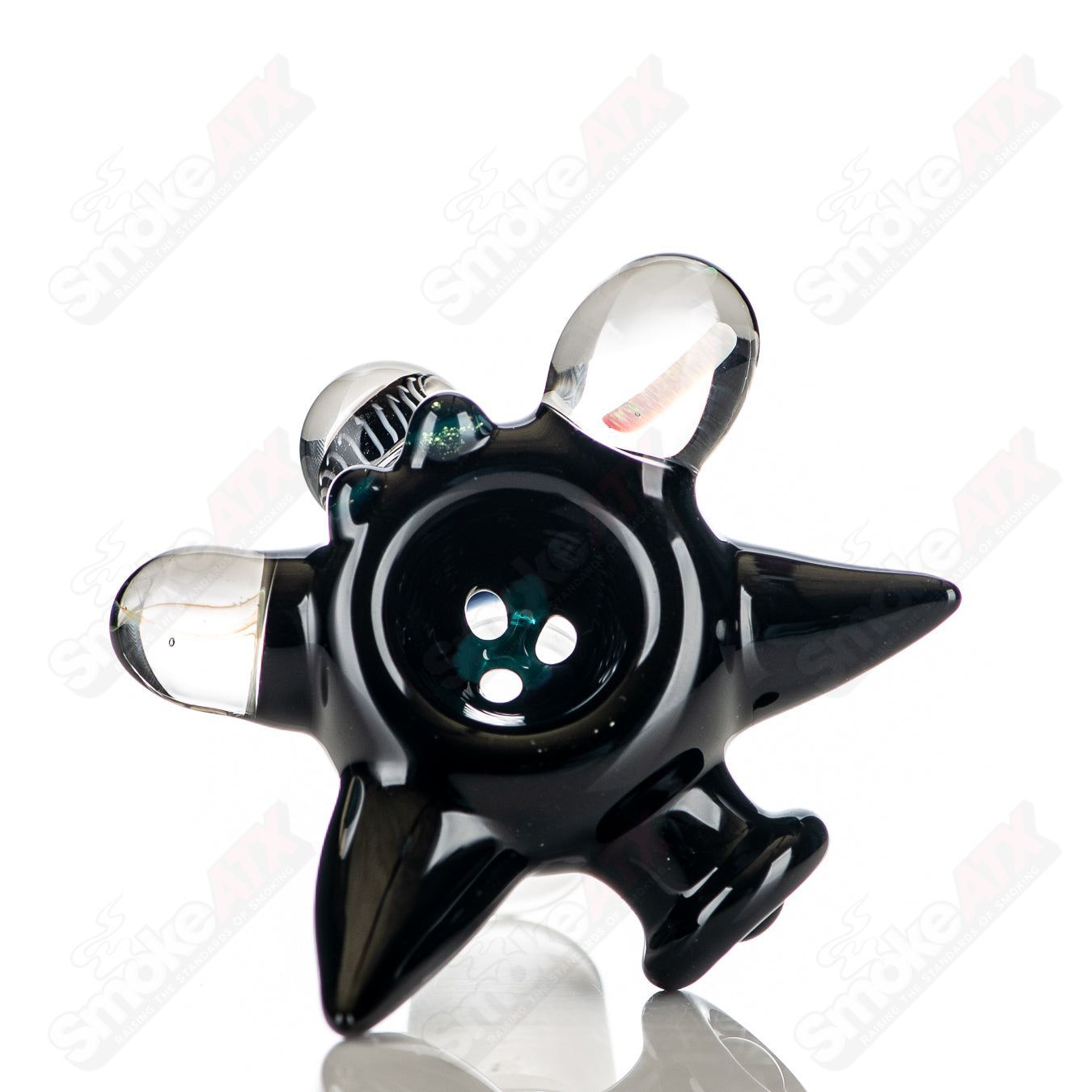 Colorful 19mm worked horn Milli bowl for heady glass pipes by JMass, featuring intricate designs and vibrant full-color artwork.