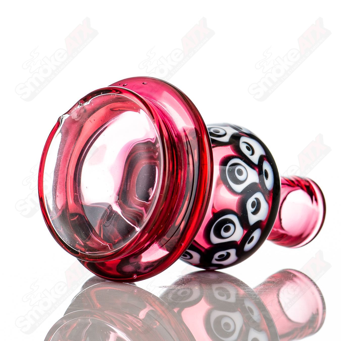 Heady Glass Puffco Top with 7-dot-stack design for Indo X by Geoff Made Glass, showcasing intricate glass craftsmanship.