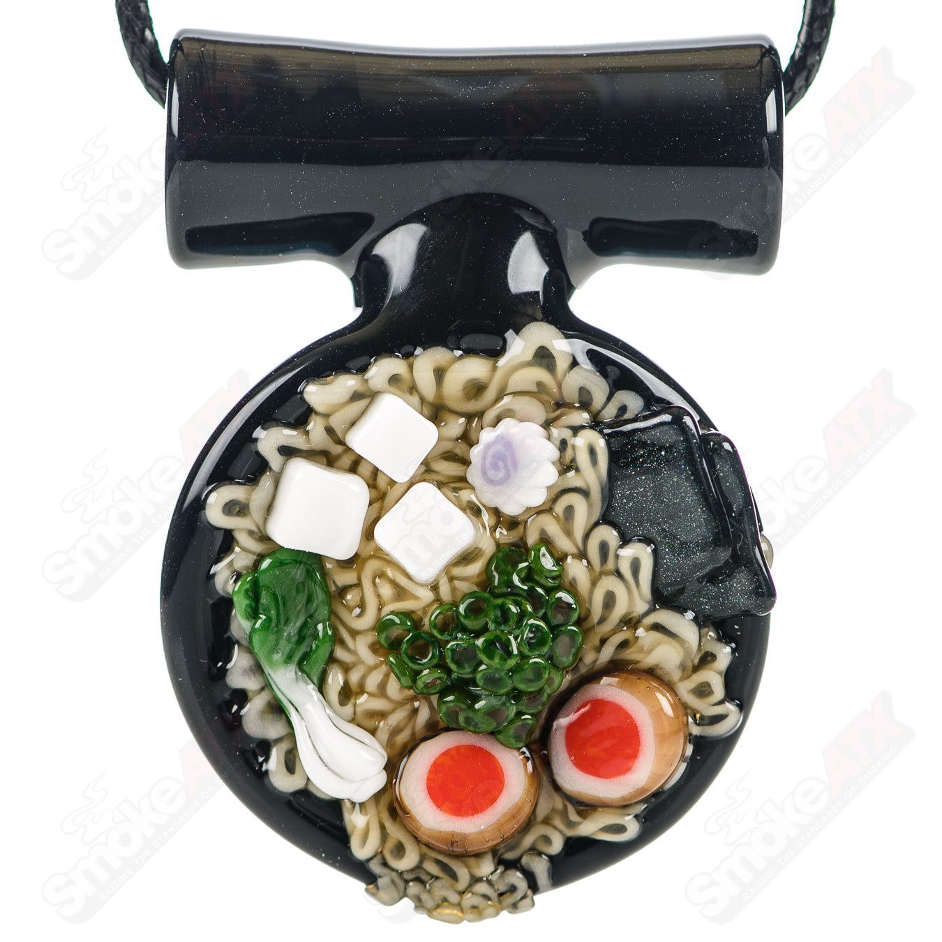 Colorful Ramen Pendant by Dojo Glass, handcrafted heady glass jewelry featuring detailed ramen noodle design.