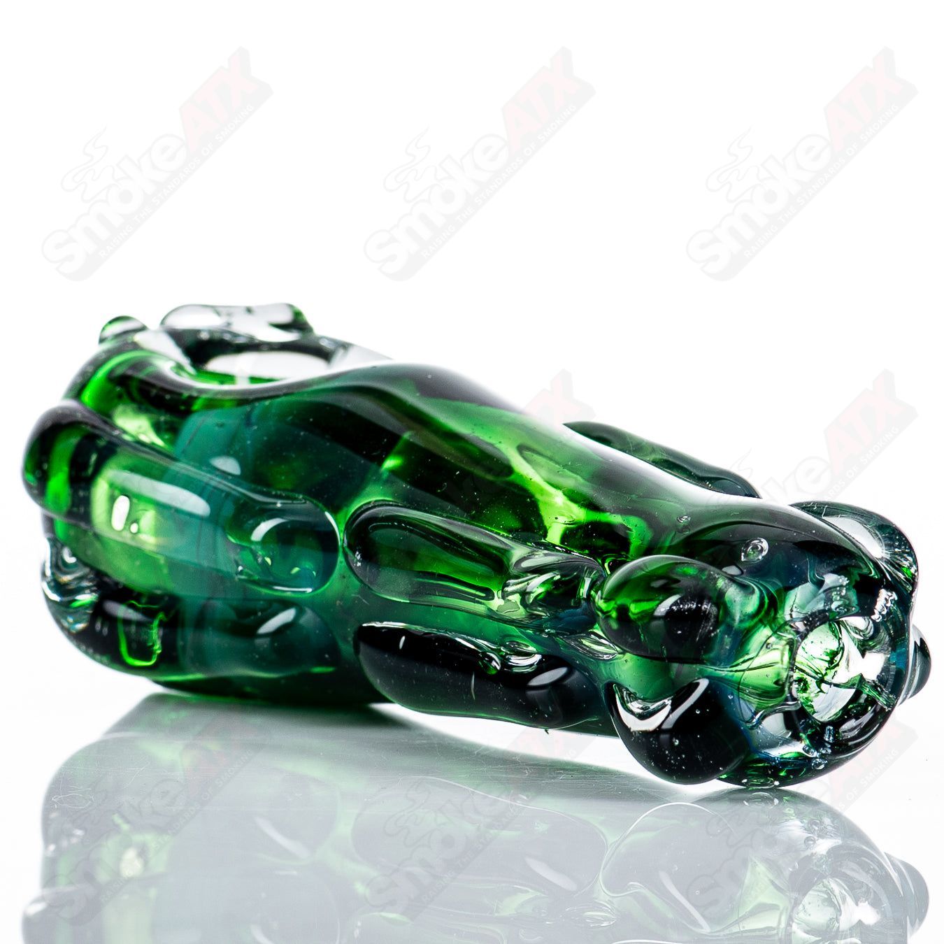 Glass pipe, #71 Spoon Glass by Nobody, featuring a clear glass design with a rounded bowl and elongated stem for smoking.