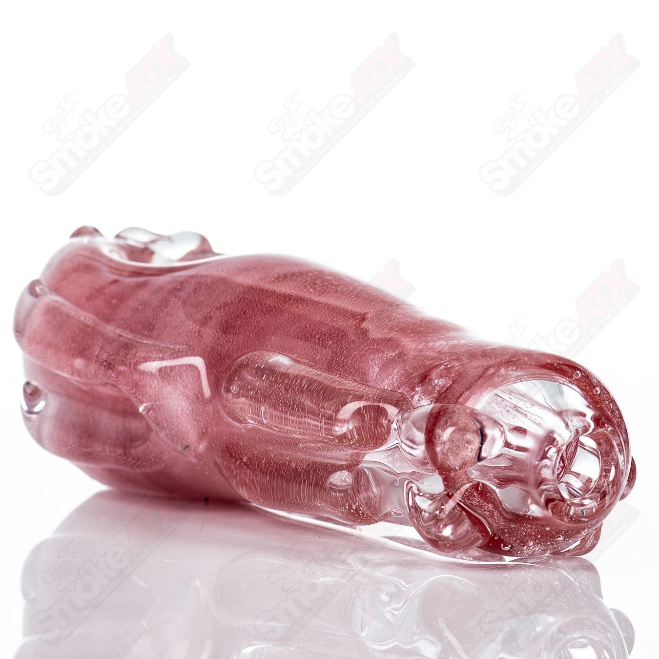 Clear glass spoon pipe with a rounded bowl and long stem, designed by Nobody, perfect for smoking use.
