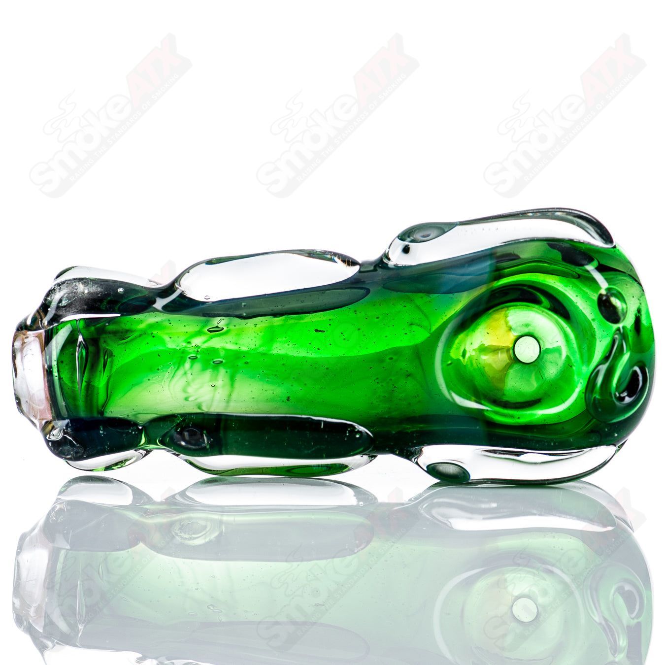 Clear glass spoon pipe with a rounded bowl and straight stem, designed by Nobody for smooth smoking sessions.