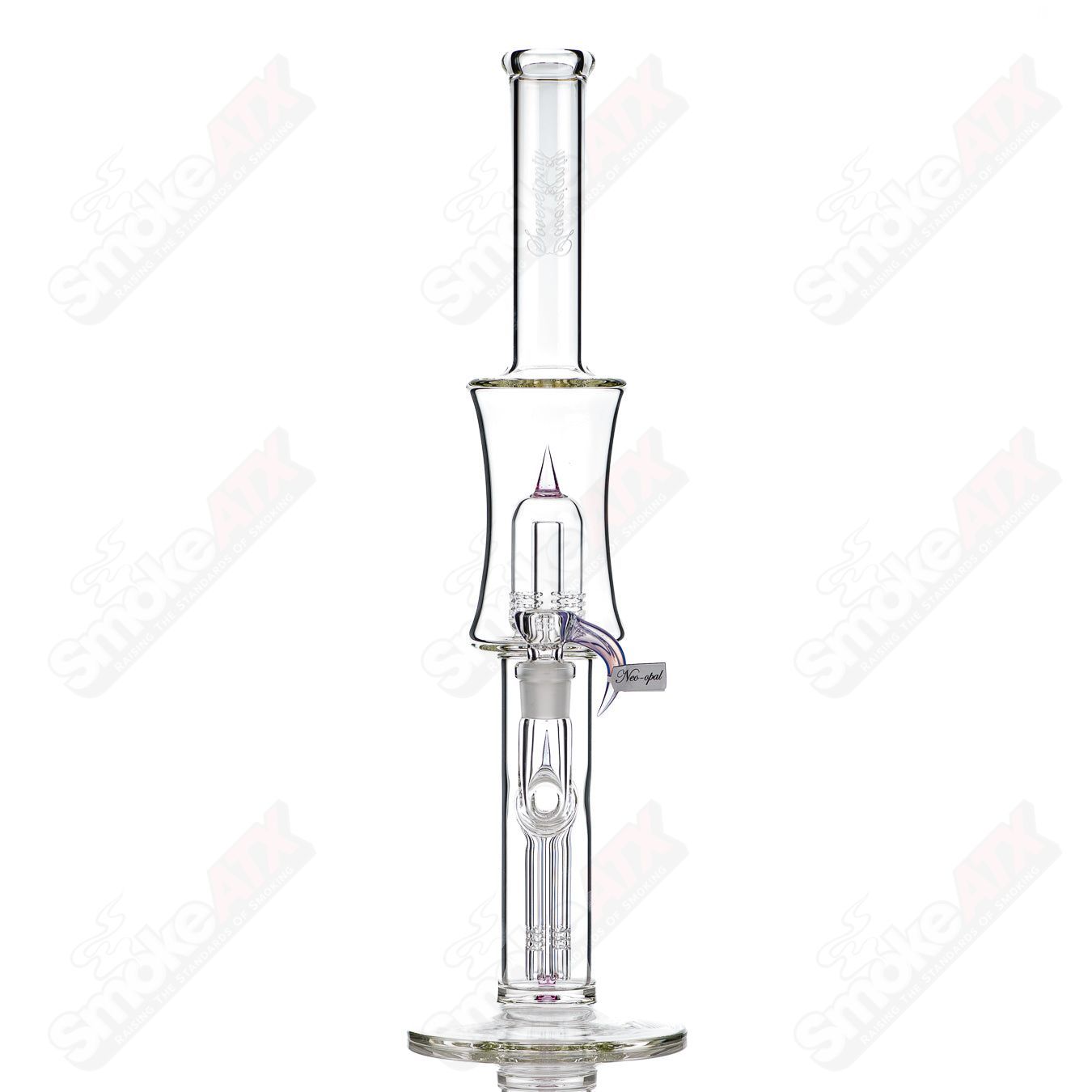 Sovereignty Glass 75mm Grid Dome Fixed 4-Arm Minor Accent in Neo-Opal, featuring straight glass tubes and intricate design.