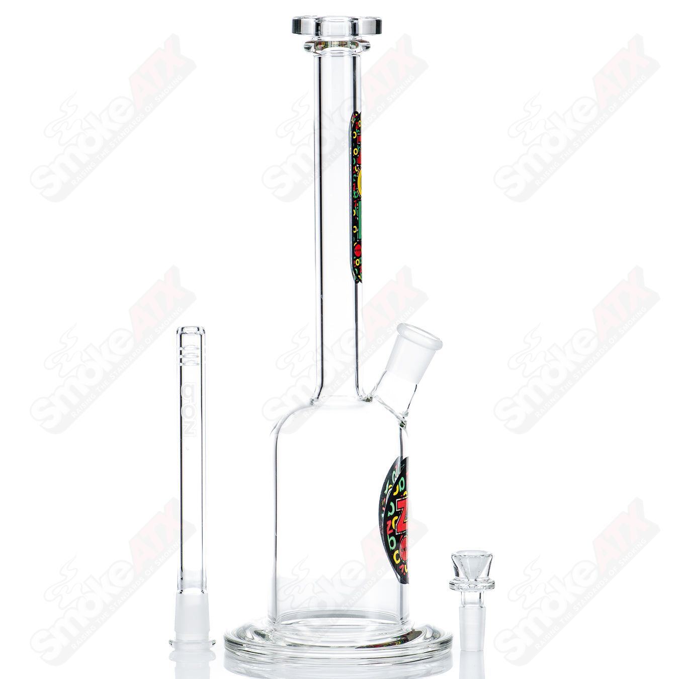 75MM Straight Neck Tall Boy Bubbler (Rasta Label) ZOB - Smoke ATX