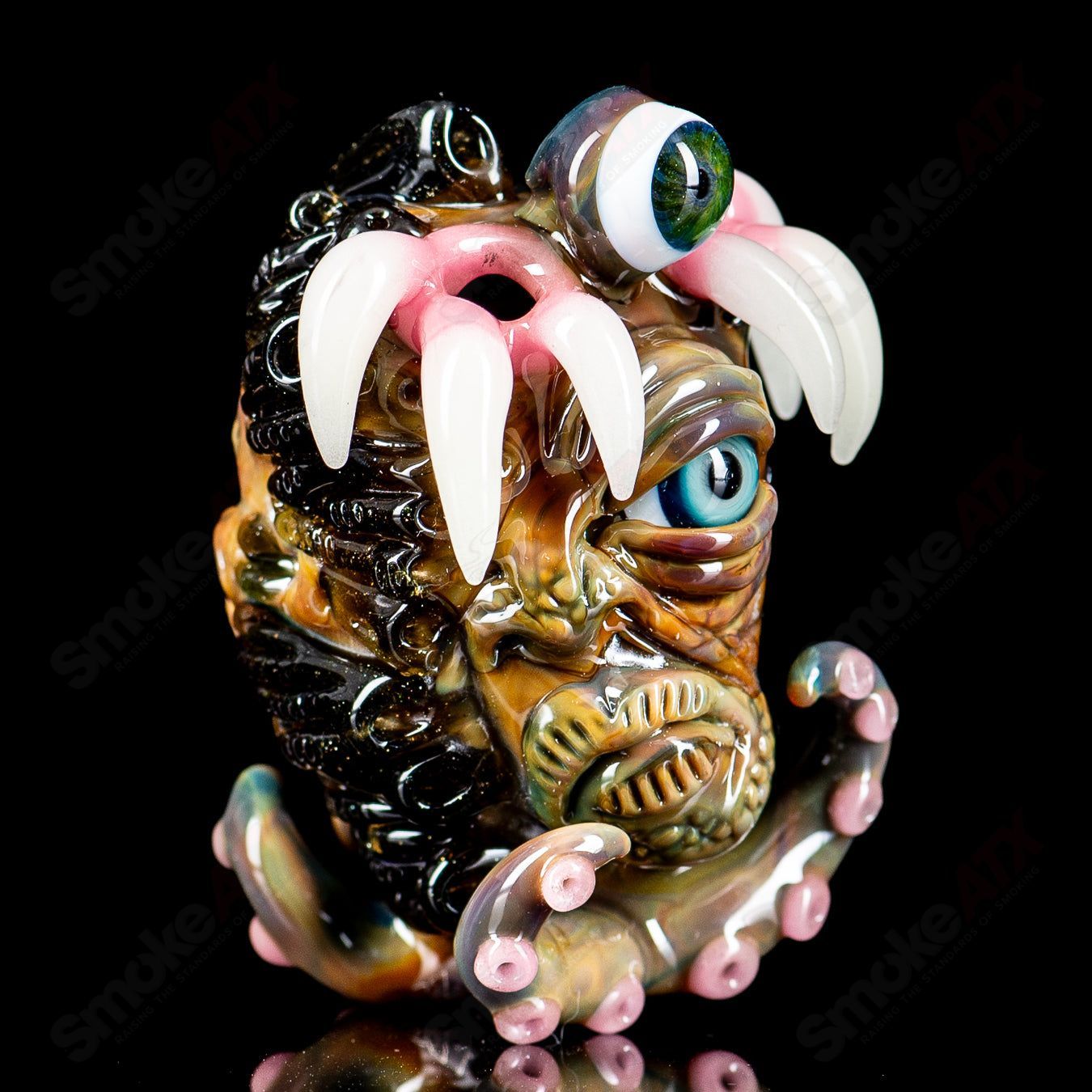Colorful Sashalt heady glass pendant by Salt Glass, featuring intricate designs and vibrant glasswork.