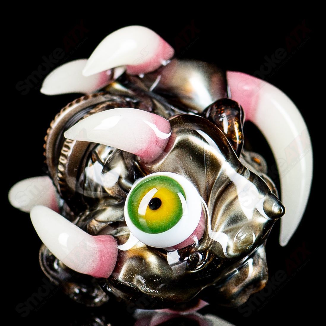 Colorful Electroid heady glass pendant by Salt Glass, designed by Blu Sun, showcasing intricate glass art on a sleek pendant.