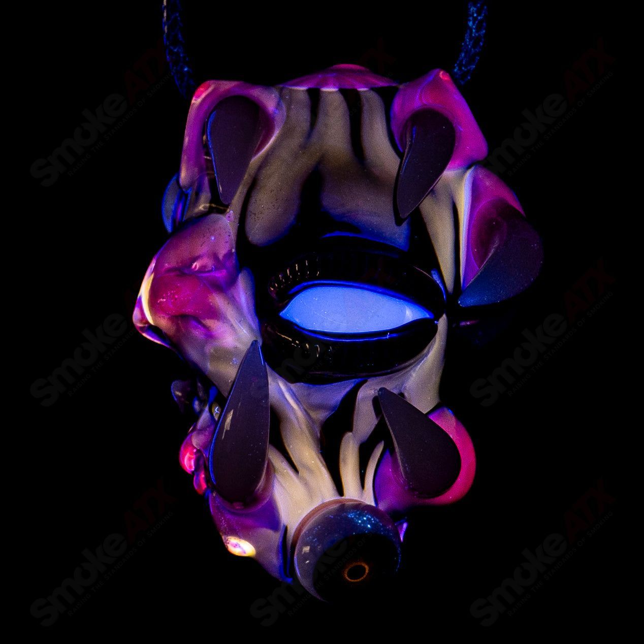 Colorful Electroid heady glass pendant by Salt Glass, featuring vibrant glass art with intricate details and a smooth finish.