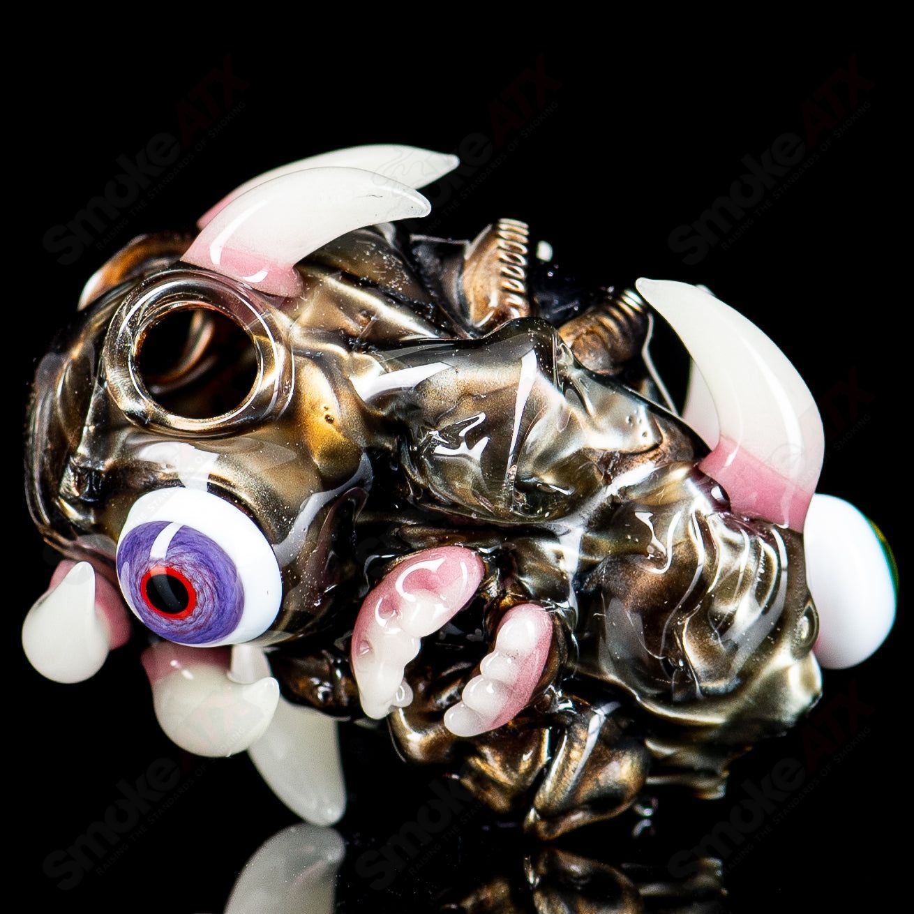 Colorful Electroid pendant by Salt Glass, handcrafted heady glass art featuring vibrant patterns and intricate designs.
