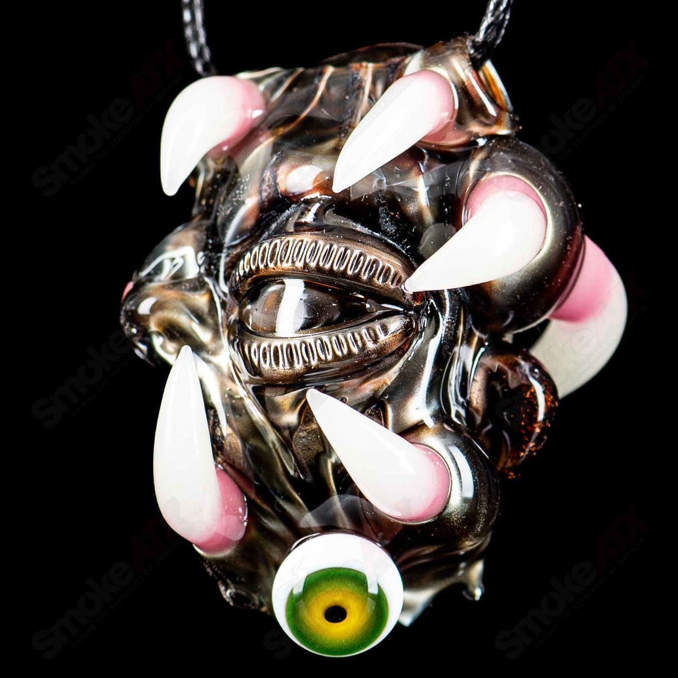 Colorful Electroid heady glass pendant by Salt Glass, featuring intricate designs and vibrant hues, part of the Blu Sun x SALT collection.